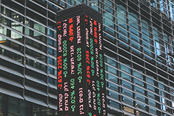 financial data LED display on street