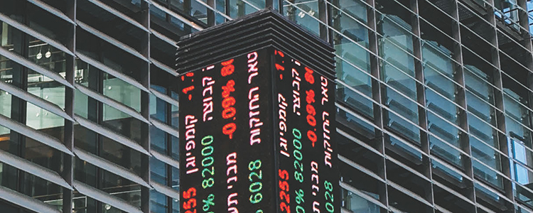 financial data LED display on street