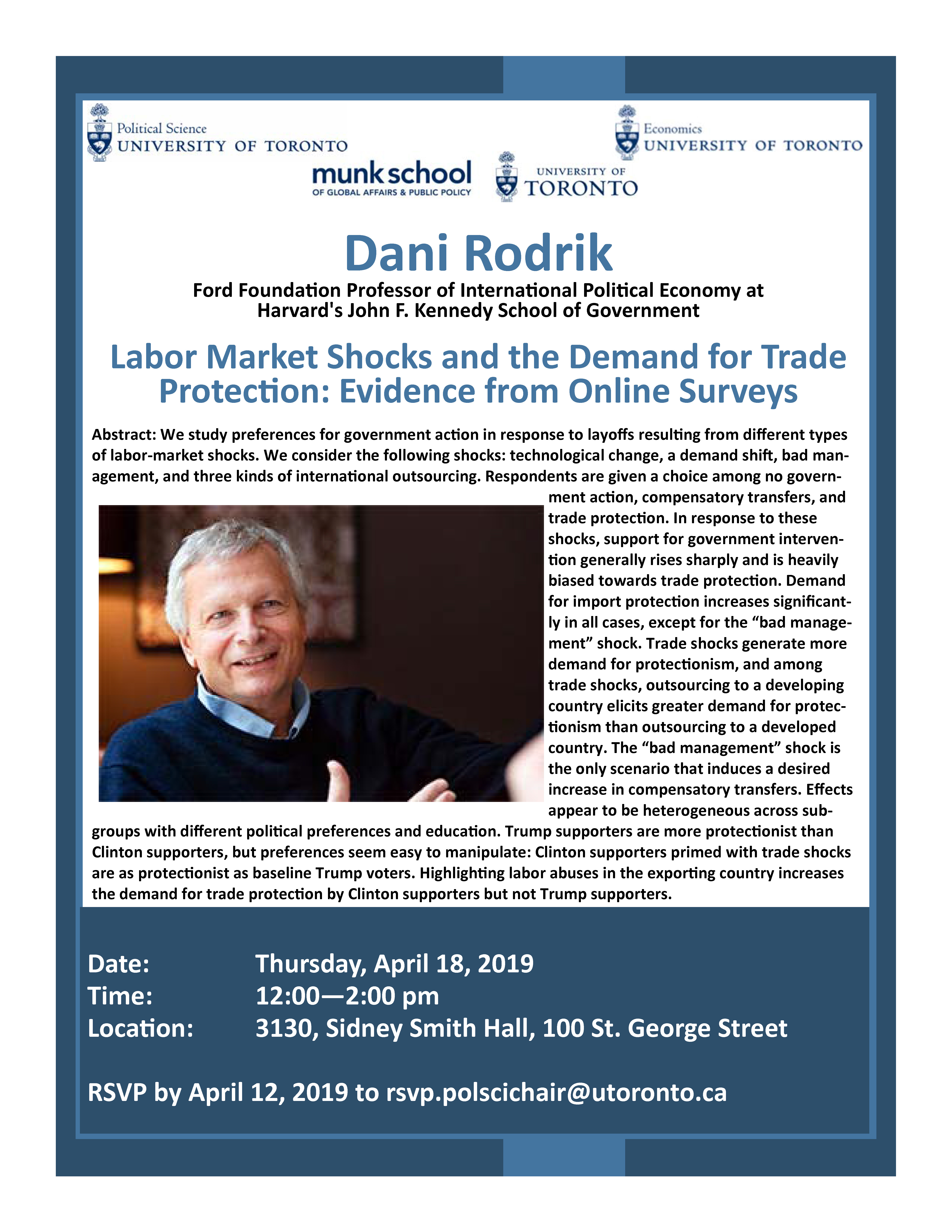 Professor Dani Rodrik seminar poster