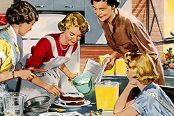 50s vintage ad depicting women in the kitchen